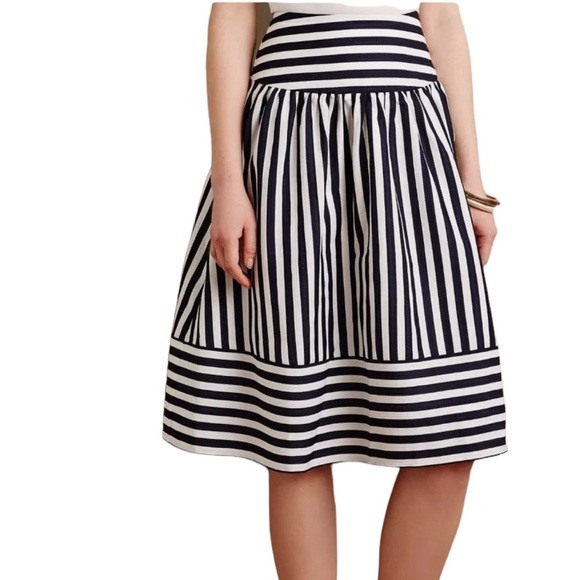 Anthropologie Maeve High Seas Skirt Black & White Stripped Size Small - Picture 2 of 7